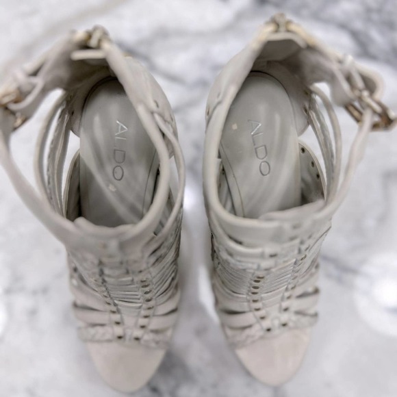 ALDO Braided Strappy Open Toe Leather Braided Platform Heels Bohemian Size 9/40 - Picture 3 of 8